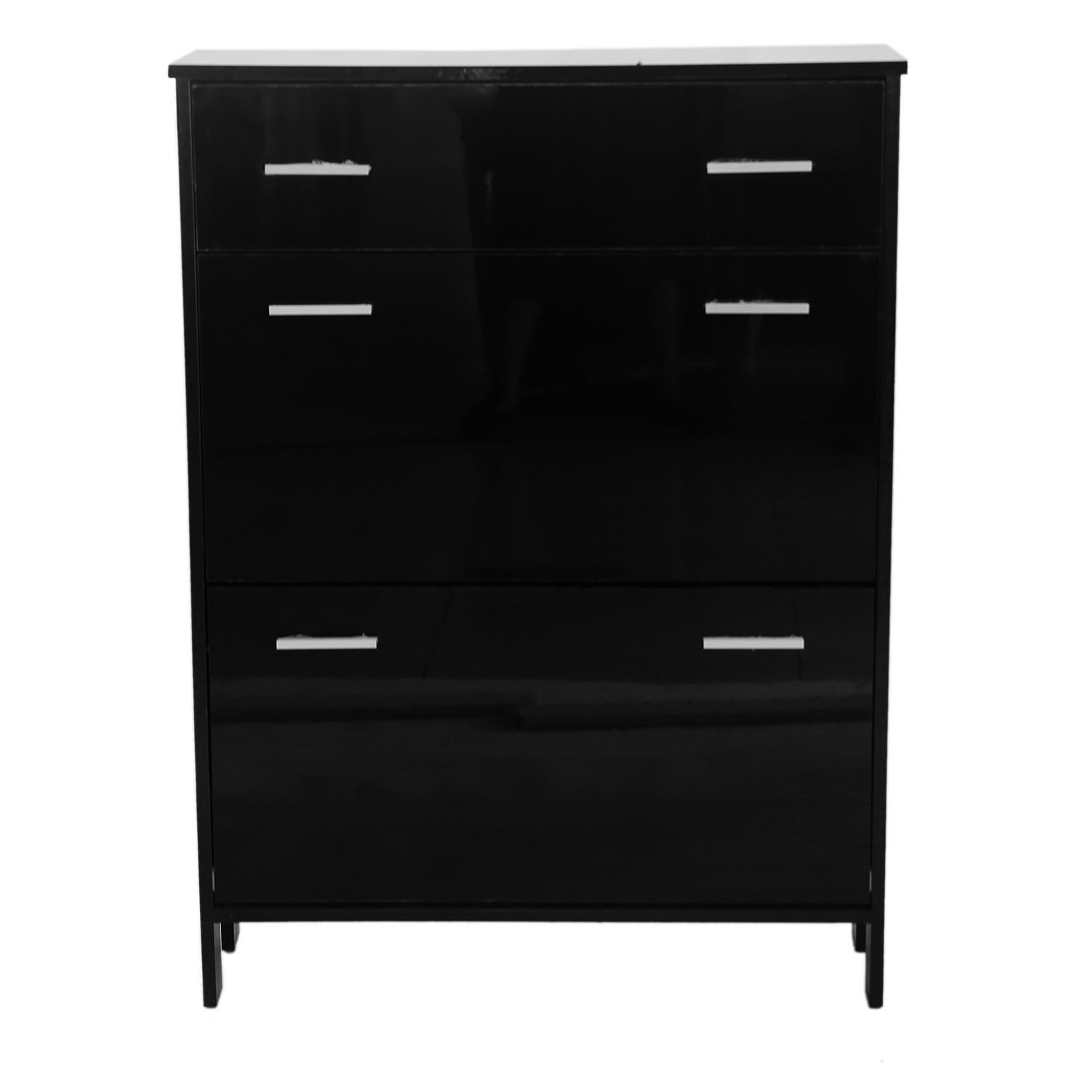 Black 3 Drawer Shoe Cabinet Storage Glossy - Buyerempire