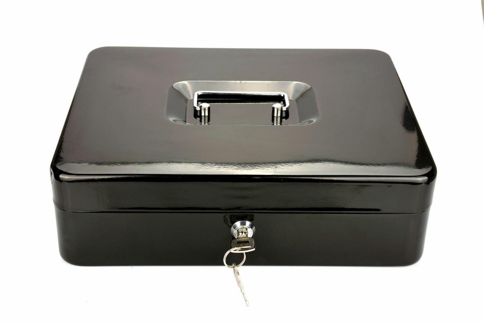 Metal Cash Box Money Bank Deposit Steel Tin Security Safe Petty Key