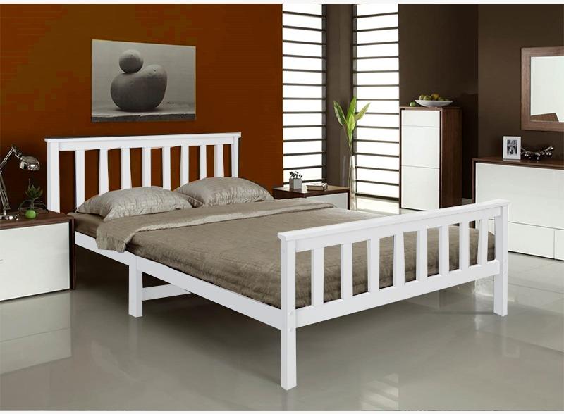 White Solid Pine Wood Bed Frame All, White Solid Pine Bed Frame