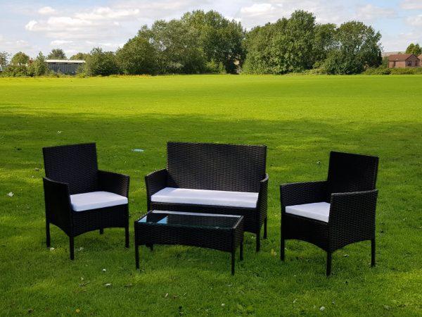 RATTAN GARDEN FURNITURE SET 4 PIECE CHAIRS SOFA TABLE - Buyerempire