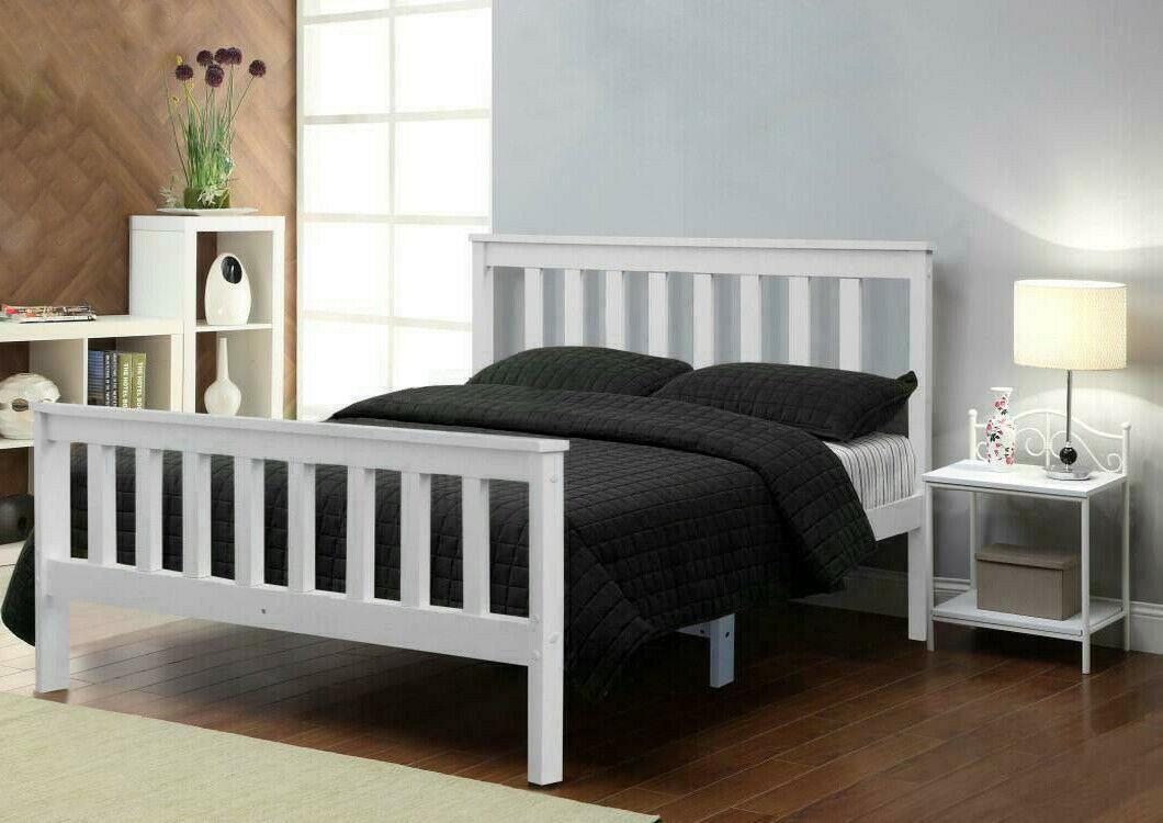4ft white wooden bed with mattress