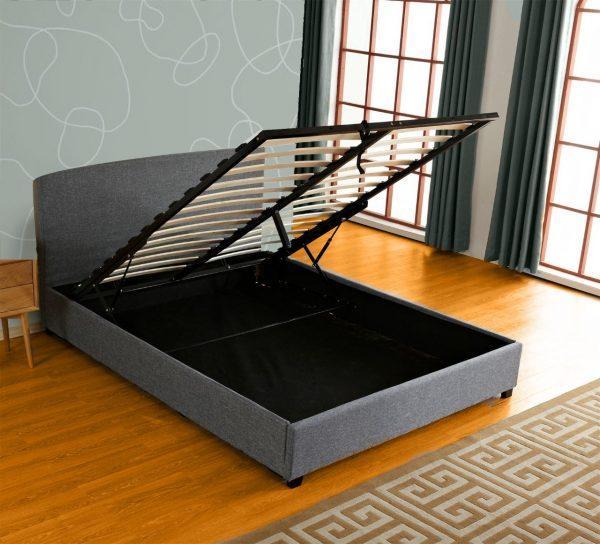 Ottoman Storage Fabric Bed With Gas, King Gas Lift Storage Bed