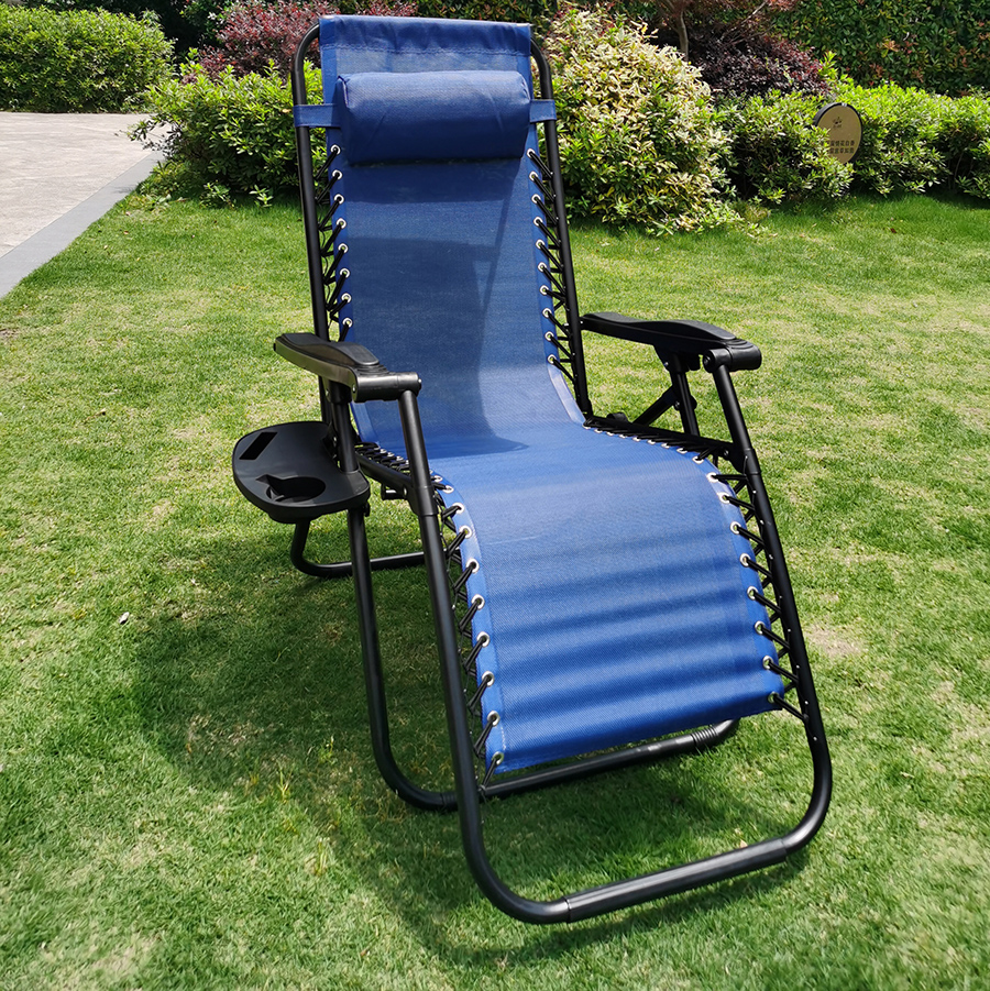 2 PCS Zero Gravity Folding Lounge Beach Chairs Tray Outdoor Recliner UV